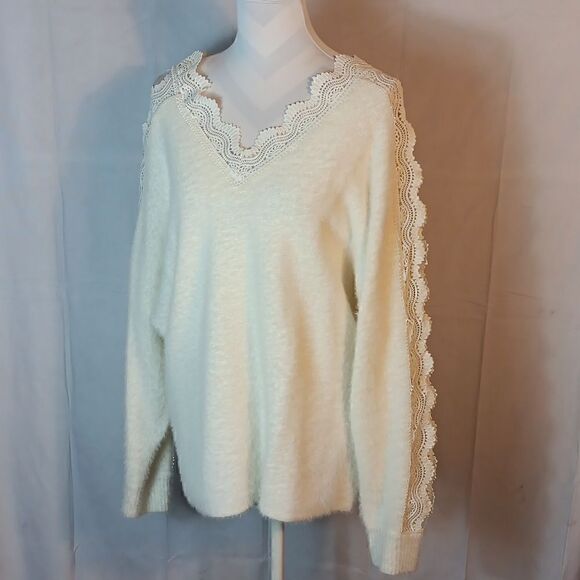 Sweet Lovely by Jen Fuzzy Lace Sweater - Picture 2 of 9